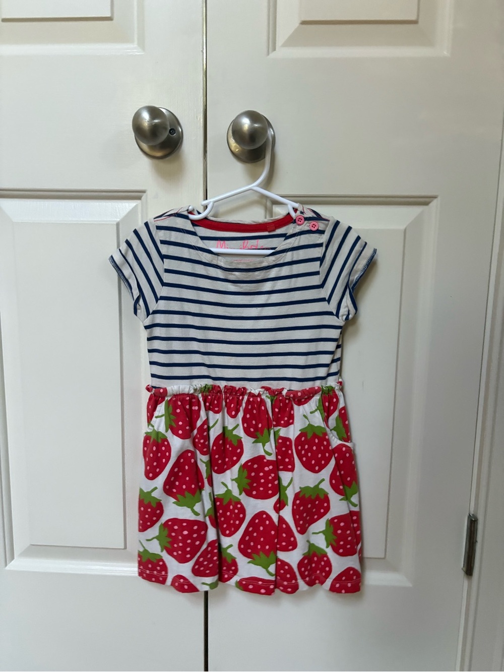 Mini Boden Navy Stripe Top with Red Strawberry Skirt